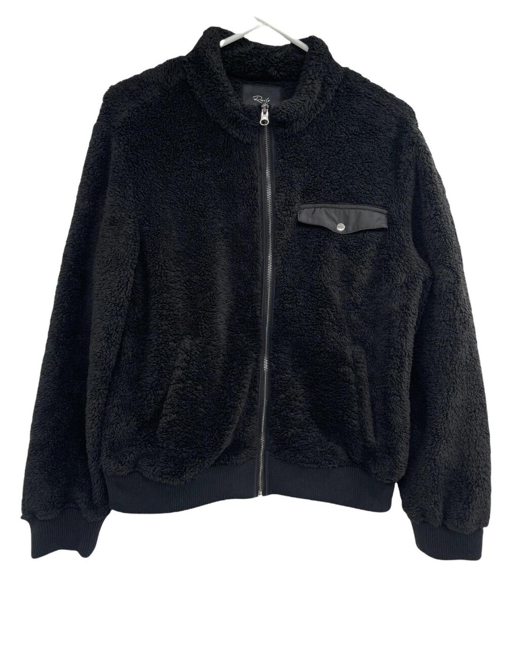 Rails Austin Jacket Womens Small Black Sherpa Fleece Bomber Zip Pocket Lined